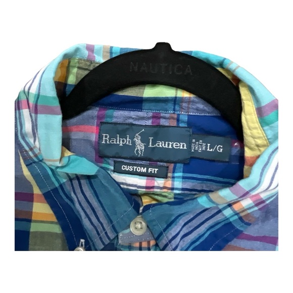 Ralph Lauren Custom Fit Men's Multicolor Madras Plaid Button Down Shirt Large - Picture 3 of 5